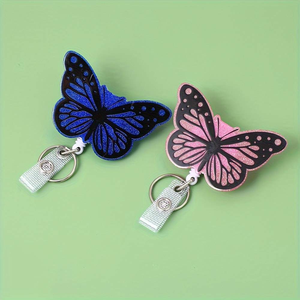 1PC Butterfly Pattern Badge Reel Retractable Nurse ID Name Card With  Alligator Swivel Clip Cute Butterfly Holder For Nurse Student