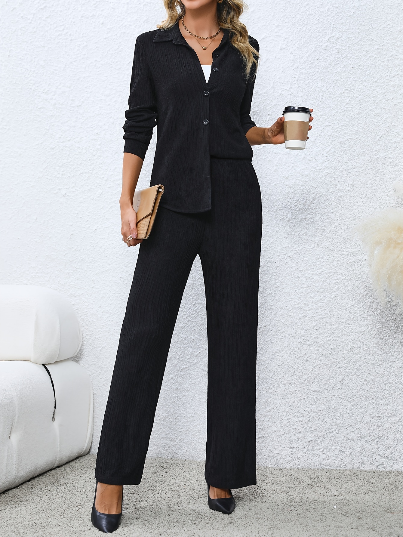Womens Two Piece Pants Set Women Casual Long Sleeve Suit And Suits