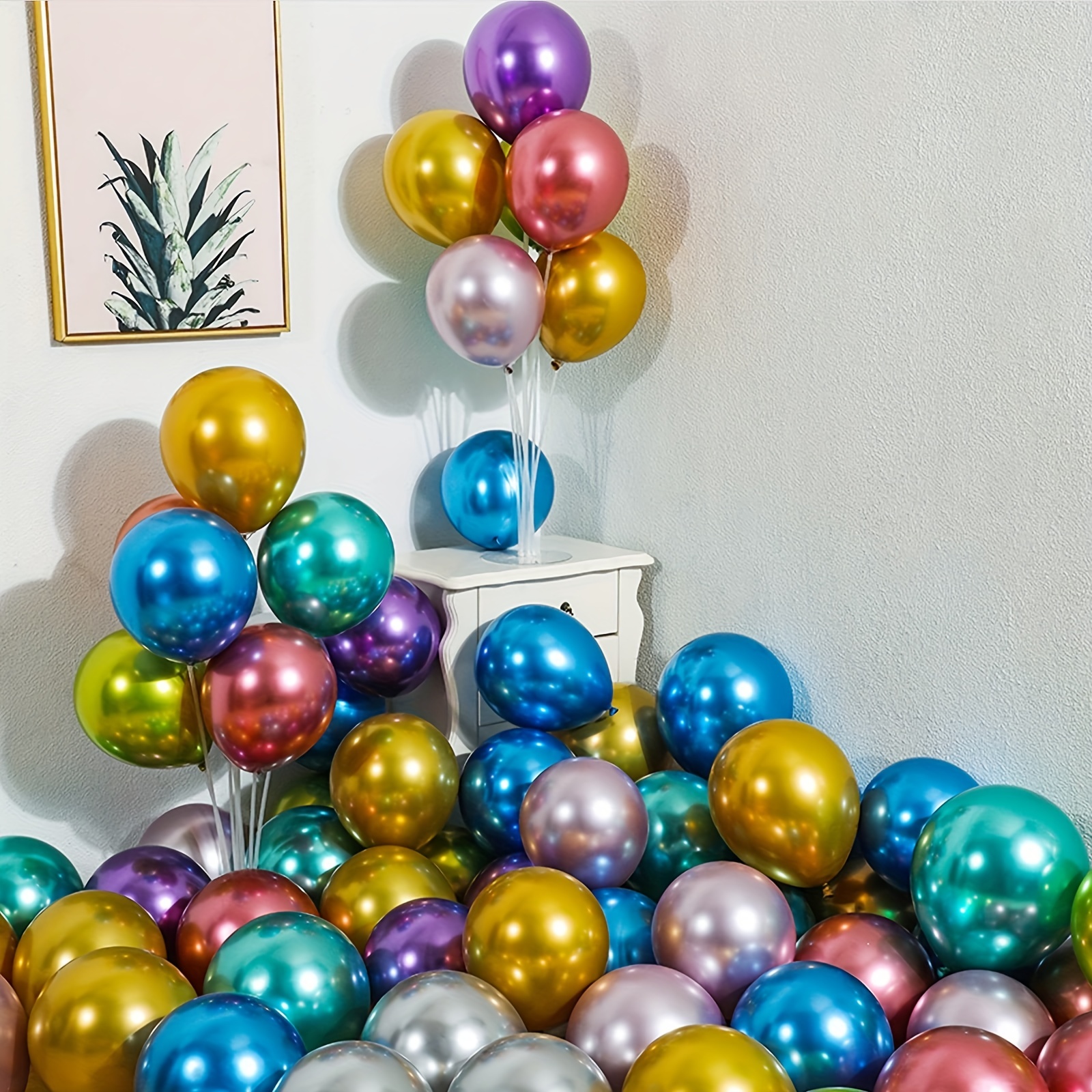 Globos cromados metálicos azules de 18 pulgadas, 10 globos grandes de látex  para fiestas, globos cromados para cumpleaños, bodas, decoraciones de