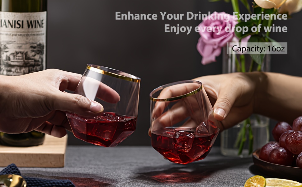 Drop Red Stemless Wine Glass