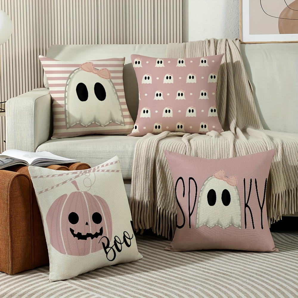 Halloween Pillow Cover Halloween BOO Pillow Pink Halloween 