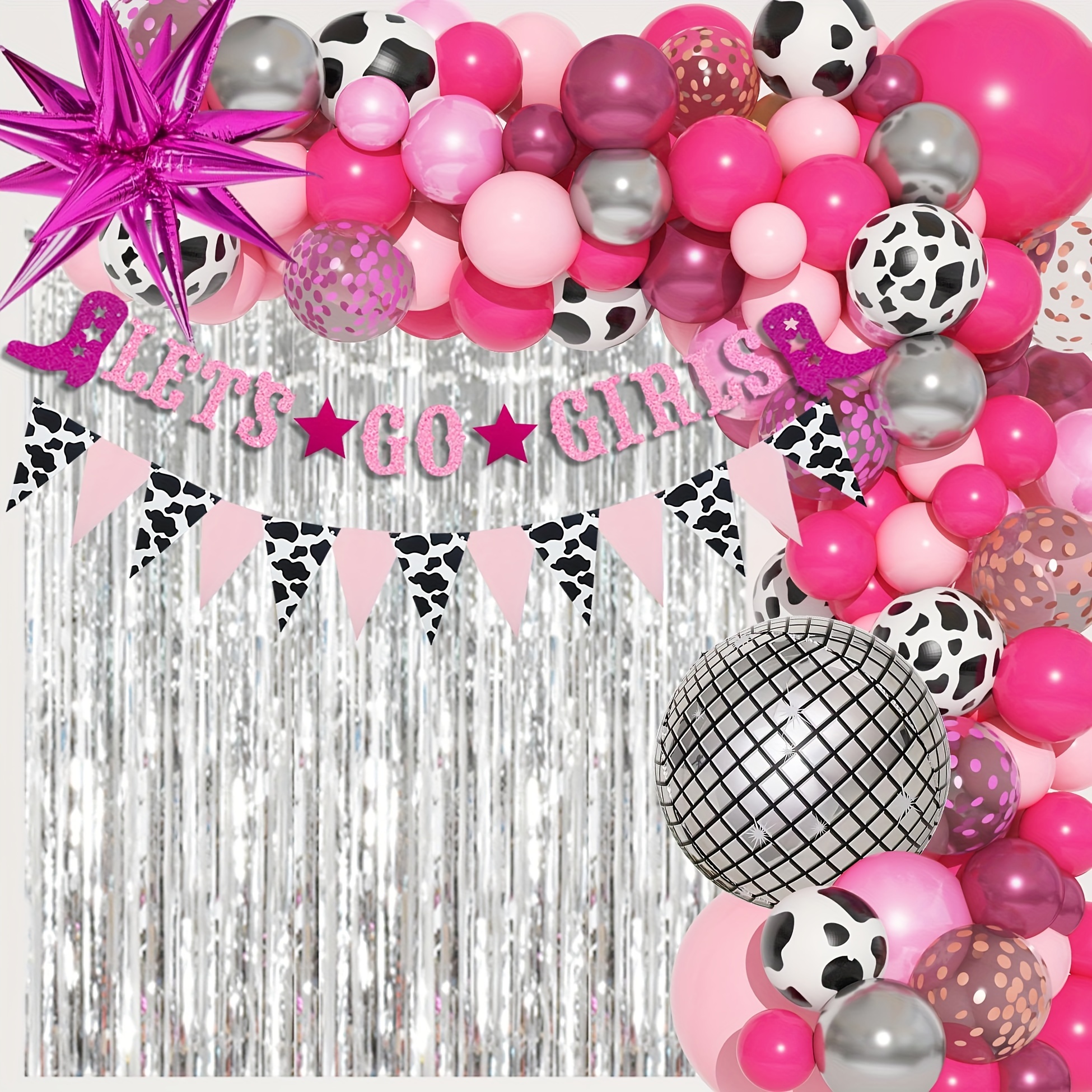 

137pcs Disco Cowgirl Party Decorations, Bachelorette Cowgirl Balloons Peach Disco Balloon Garland Arch Kit Let's Go Girls Banner Western Bridal Shower 2000s 90s 80s Birthday Party Supplies