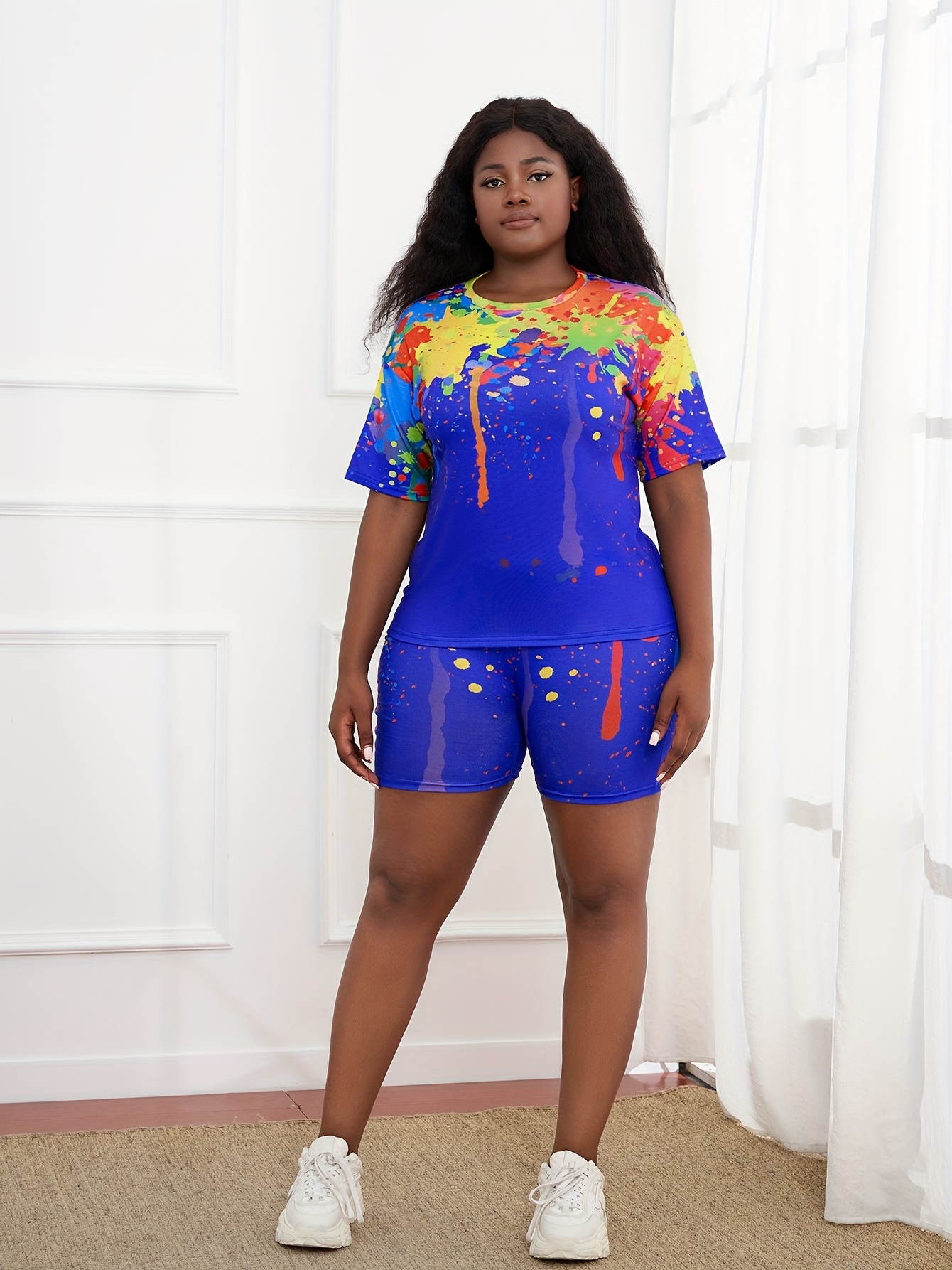 inkjet two piece set crew neck short sleeve t Temu