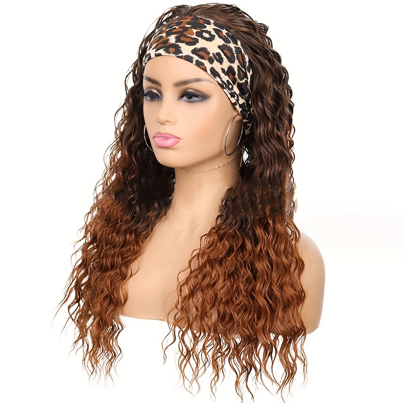 Headband Wigs Long Curly Wave Synthetic Hair Wigs Head Band Temu