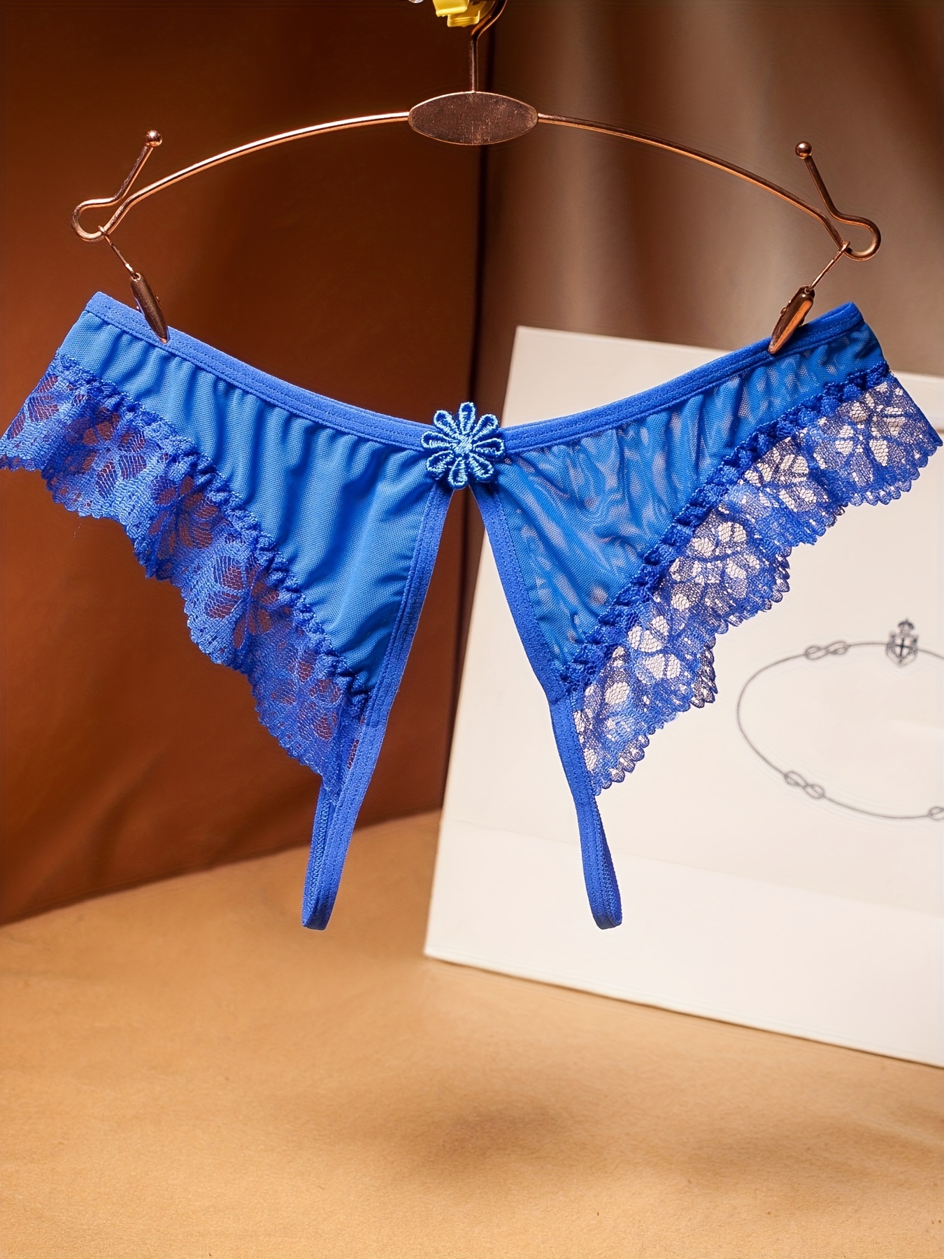 Snazzy Blue Lace Trim Full Coverage Panty ()