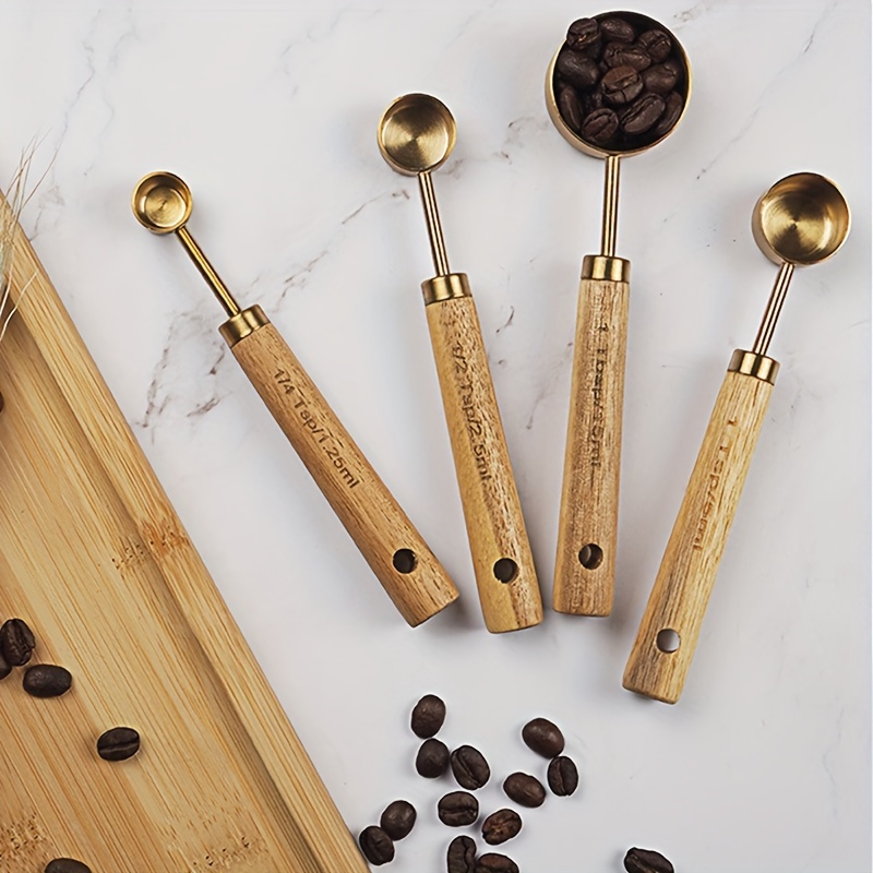 8pcs Golden Metal Measuring Cups and Spoons Set - Perfect for Baking, Tea,  and Coffee - Accurate and Durable Measuring Tools