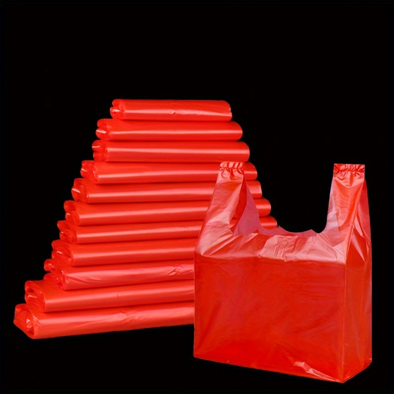 Red Plastic Bags Vest Polybag Fruit Vegetable Shopping Bag Take