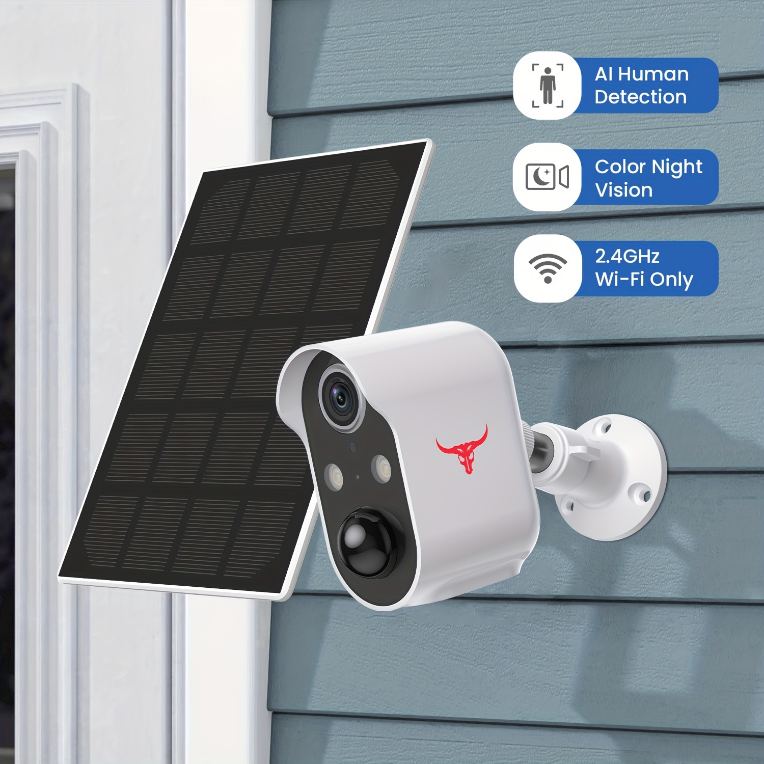 1 Set Security Camera Wireless Outdoor Solar Wireless Security Camera With AI Human Detection Color Night Vison 2 way Audio 2 4G Wi Fi Cloud Storage Rechargeable Battery Included Outdoor Battery Powered IP Security Camera For Home Security