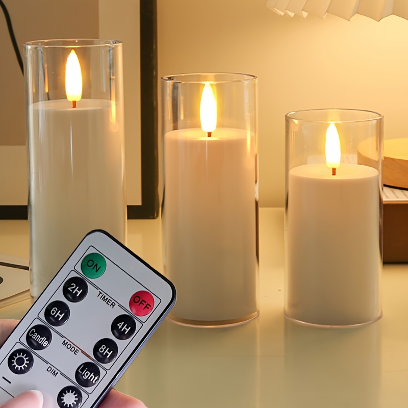 Bougie électronique LED sans flamme avec ou sans télécommande, éclairage  LED, flamme vacillante, bougie chauffe-plat pour Halloween, Noël,  décoration d'intérieur