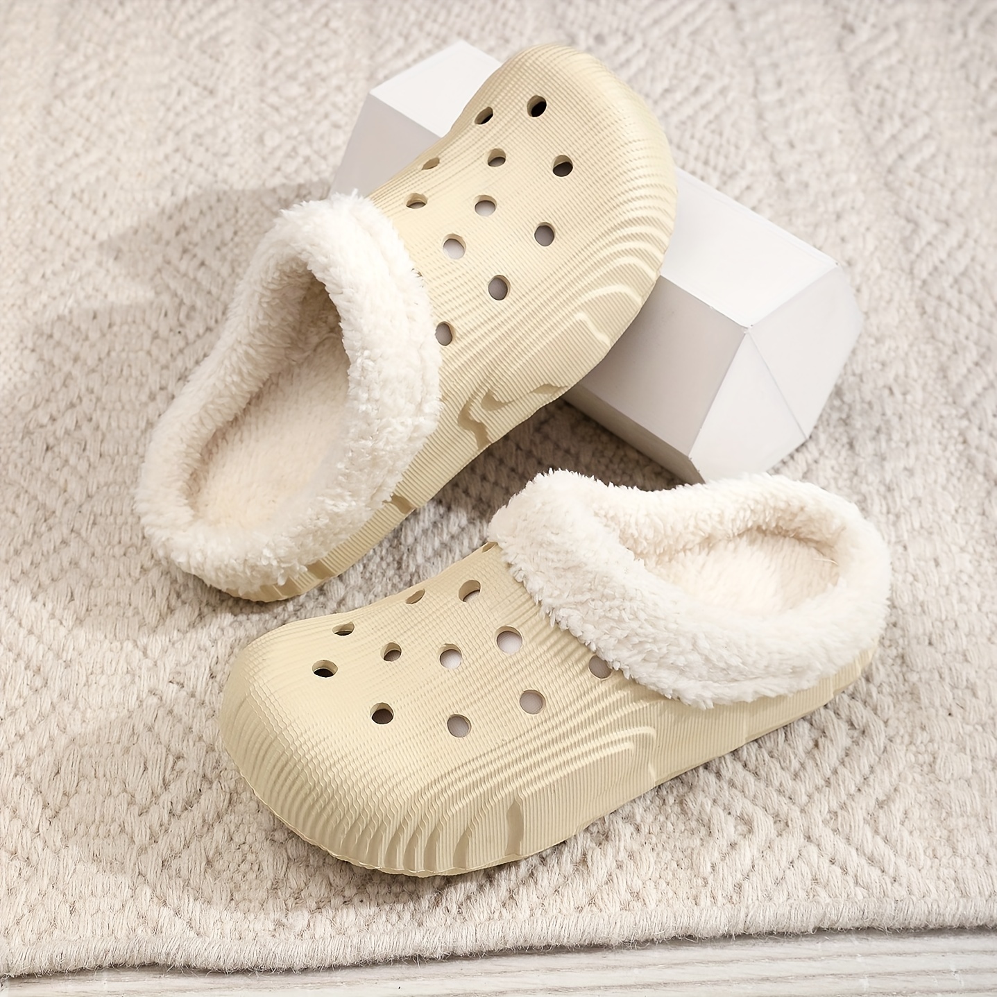 Tan fuzzy hot sale slippers