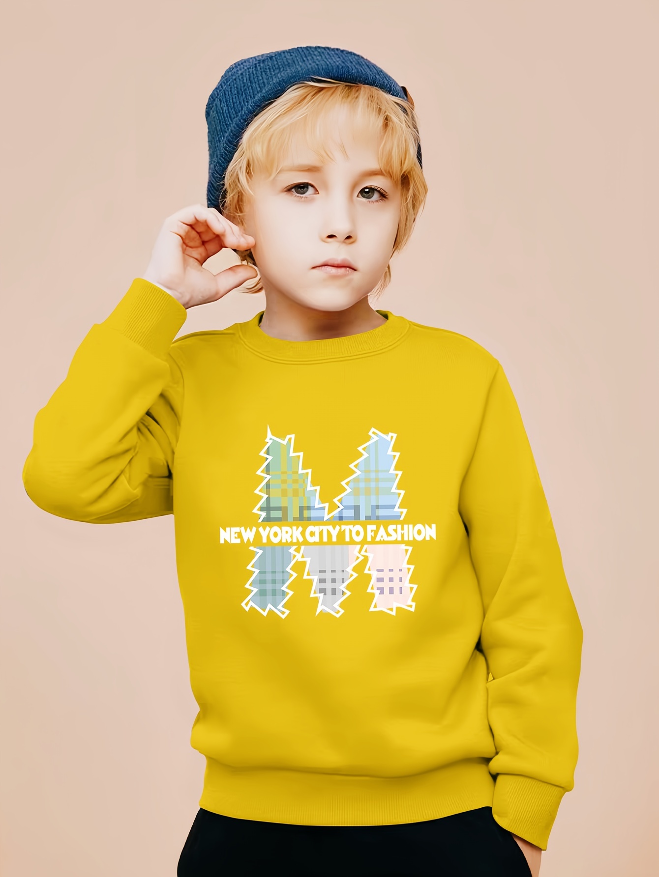 Clothing Yellow Sweatshirt For Kids Print Boys Casual Creative