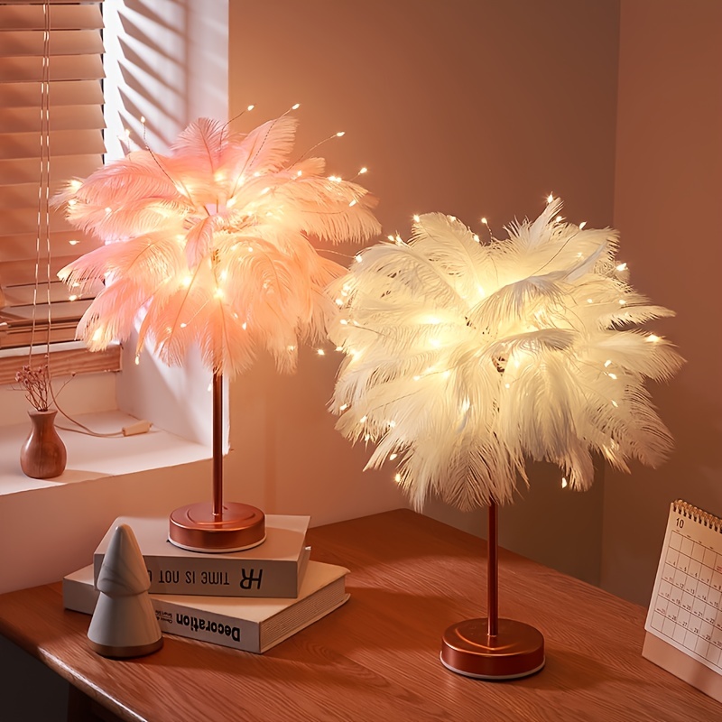 Lampadaires en plumes d'autruche pour salon, lampe sur pied moderne simple,  lampes de chevet décoratives pour la maison, lumière d'ambiance romantique