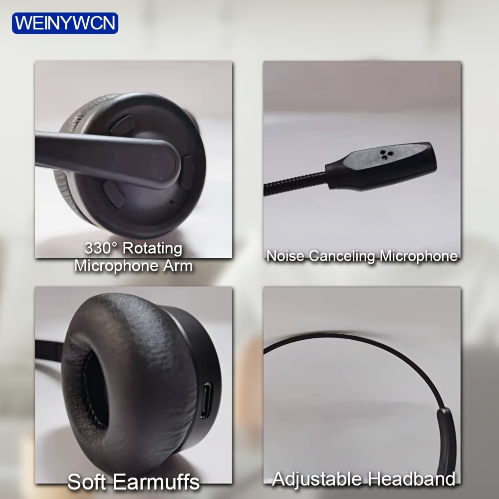 weinywcn 202u wireless headset with noise cancelling microphone high capacity battery high fidelity stereo hd voice noise cancelling microphone