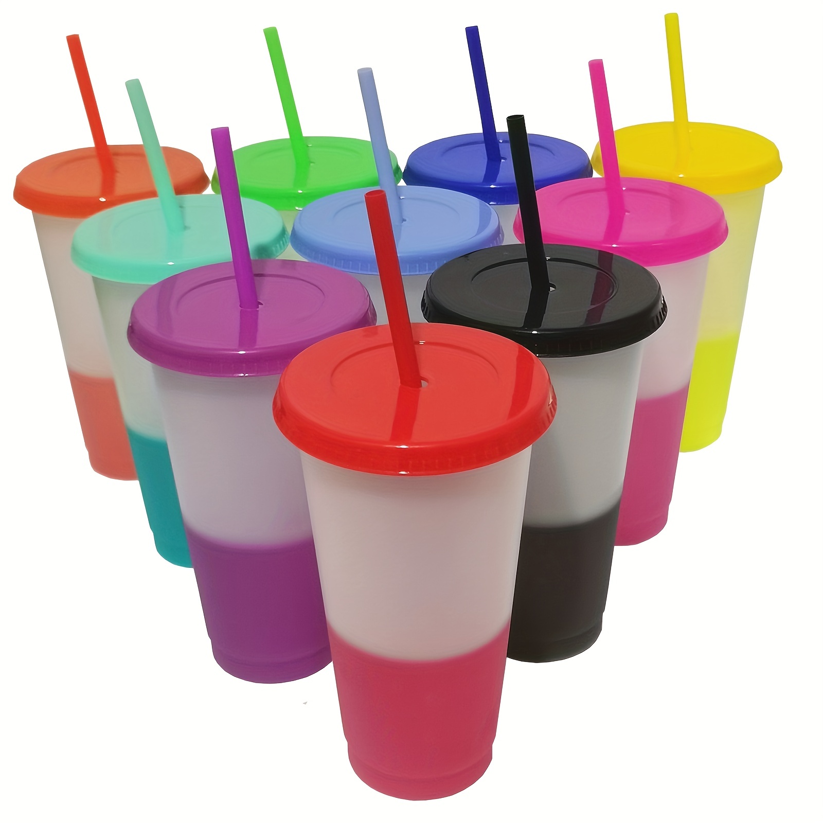 Reusable Plastic Cups Lids Straws Bulk