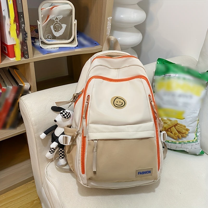 Large Capacity Schoolbag For High School Students With Bag Charm