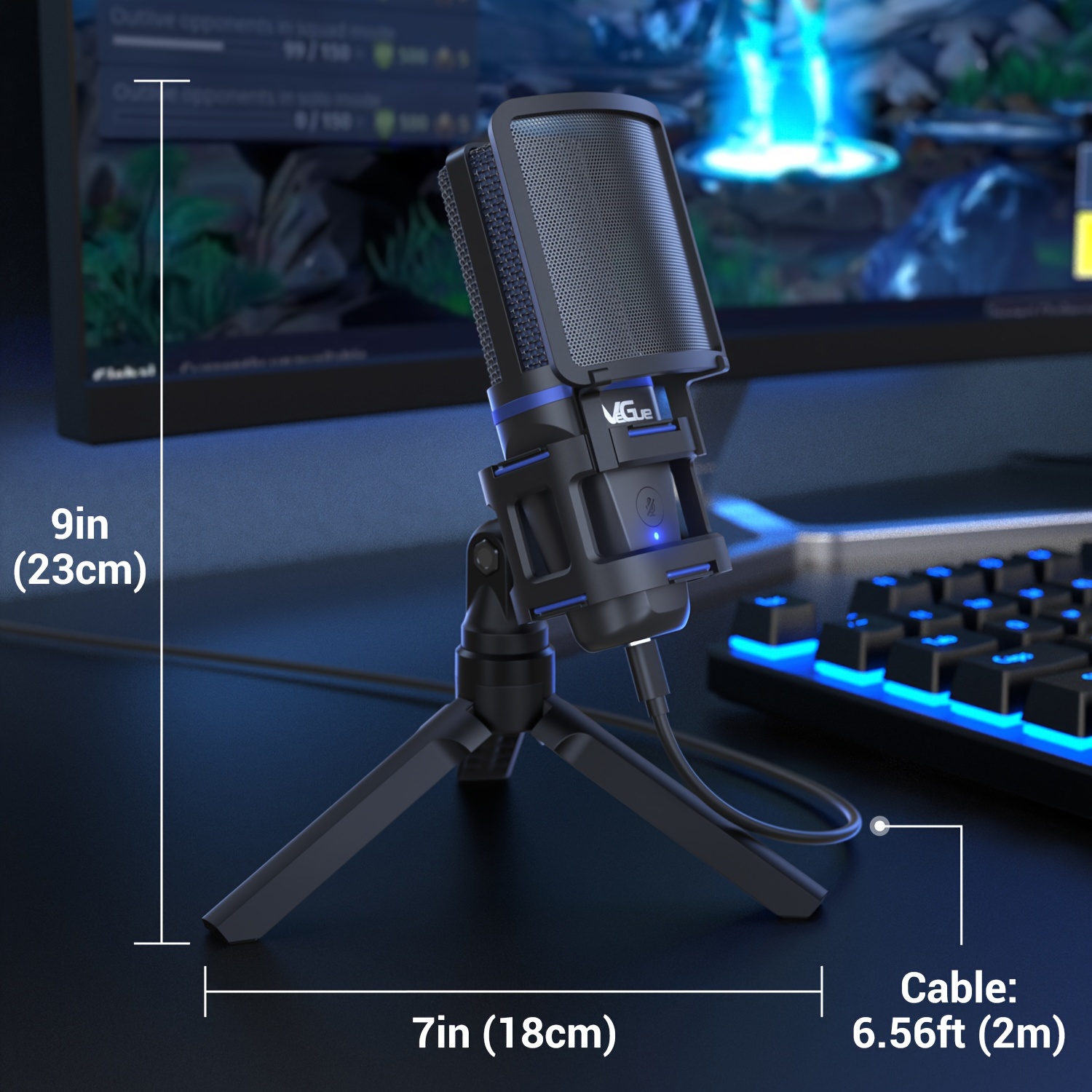 Streaming Microphone with Tripod for PS5, PS4 and PC Gamers