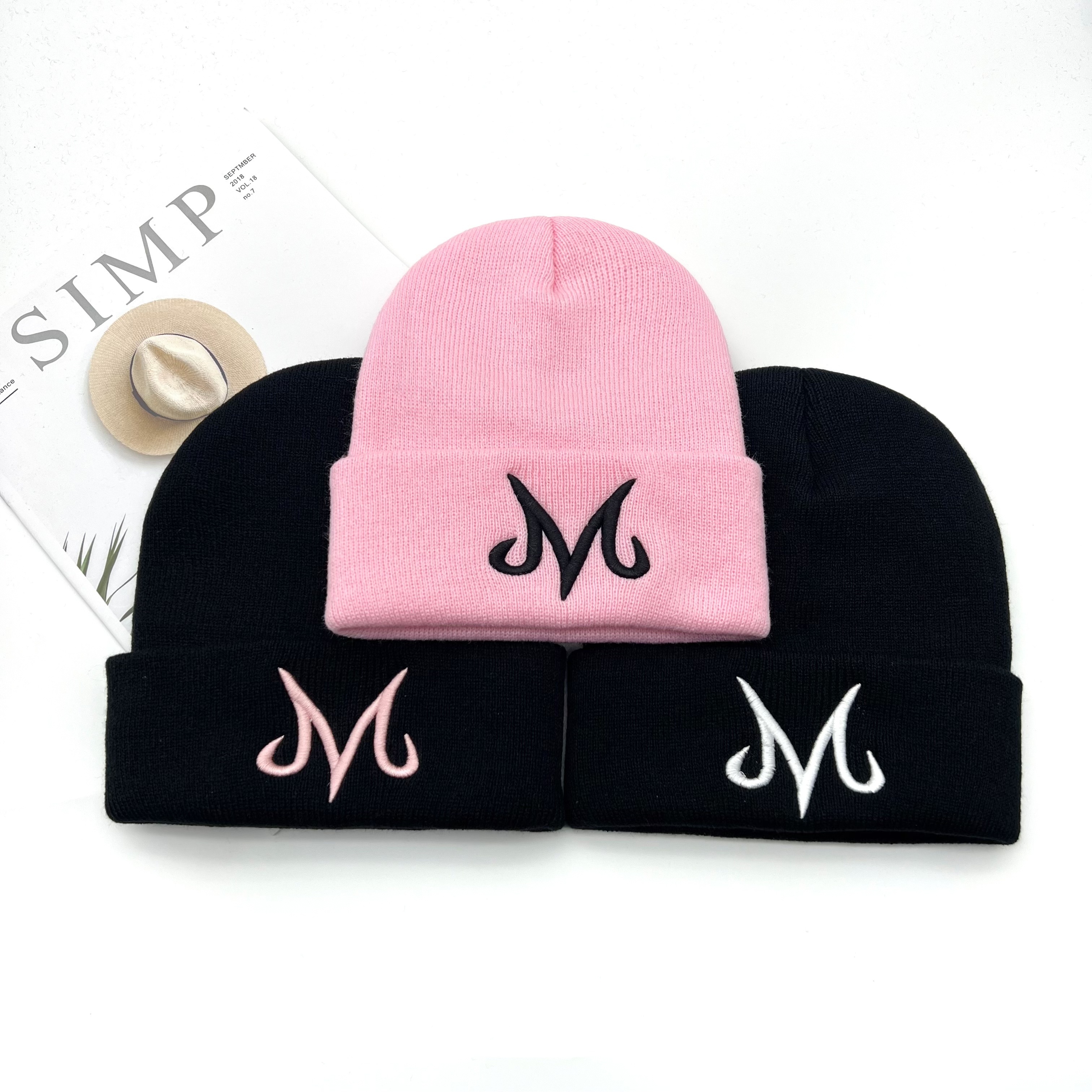 

M Letter Embroidered Knitted Hat, For Men Windproof Ear Protection Beanie, Outdoor Warm Fashion Beanie