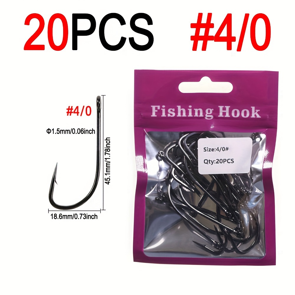 20pcs/pack #2 #1 #1/0 #2/0 #3/0 #4/0 Saltwater High Carbon Steel Strong  Stinger Fishing Hook, 2X Strength Inline Fly Tying Hook For Tying Big  Streamer