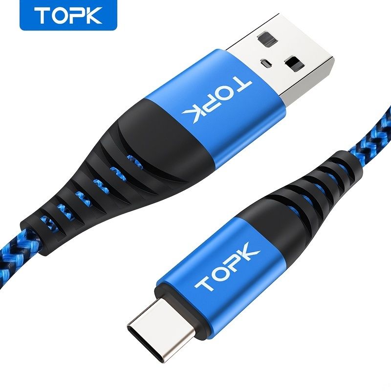 3 pack usb c cable 6 6ft topk 3a fast charge usb a to type c charger cord braided compatible with samsung galaxy a10e a20 a50 a51 a71 s20 s10 s9 s8 plus s10e note 20 10 9 8 moto g7 g8 0