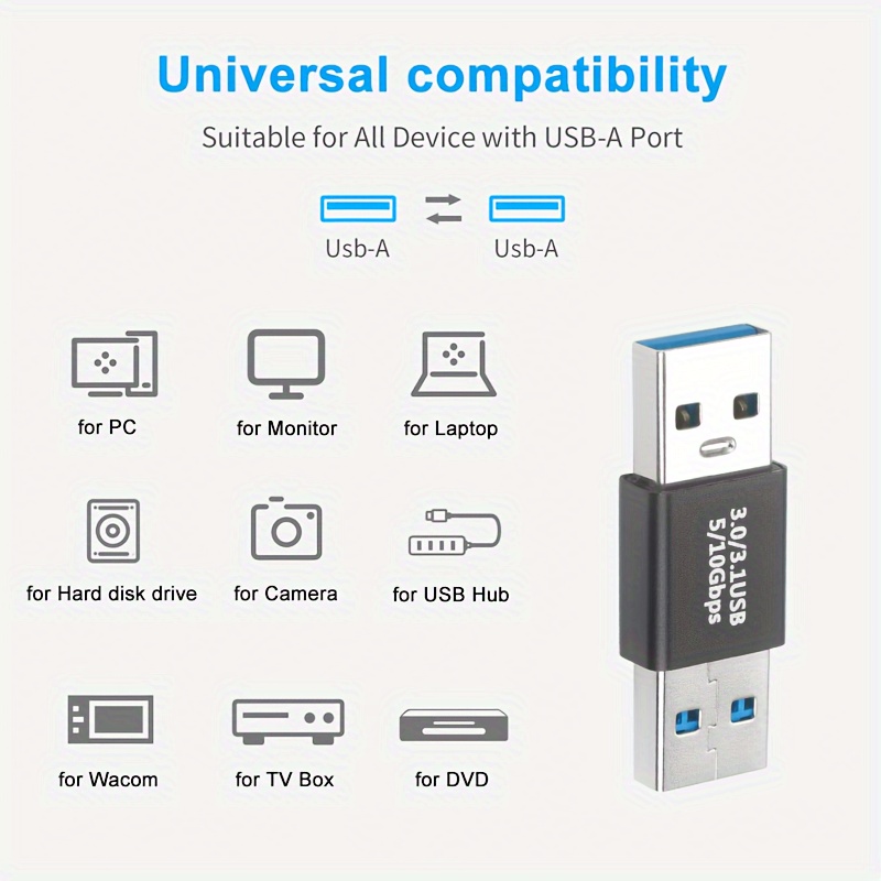 Professional I-ZCLIVE USB 3.0/3.1 Male to Male Adapter, Glossy Finish, Uncharged, USB Type-A Connector, High-Speed Data Transfer, No Battery Required 6 I-ZCLIVE USB 3.0/3.1 Male to Male Adapter, Glossy Finish, Uncharged, USB Type-A Connector, High-Speed Data Transfer, No Battery Required