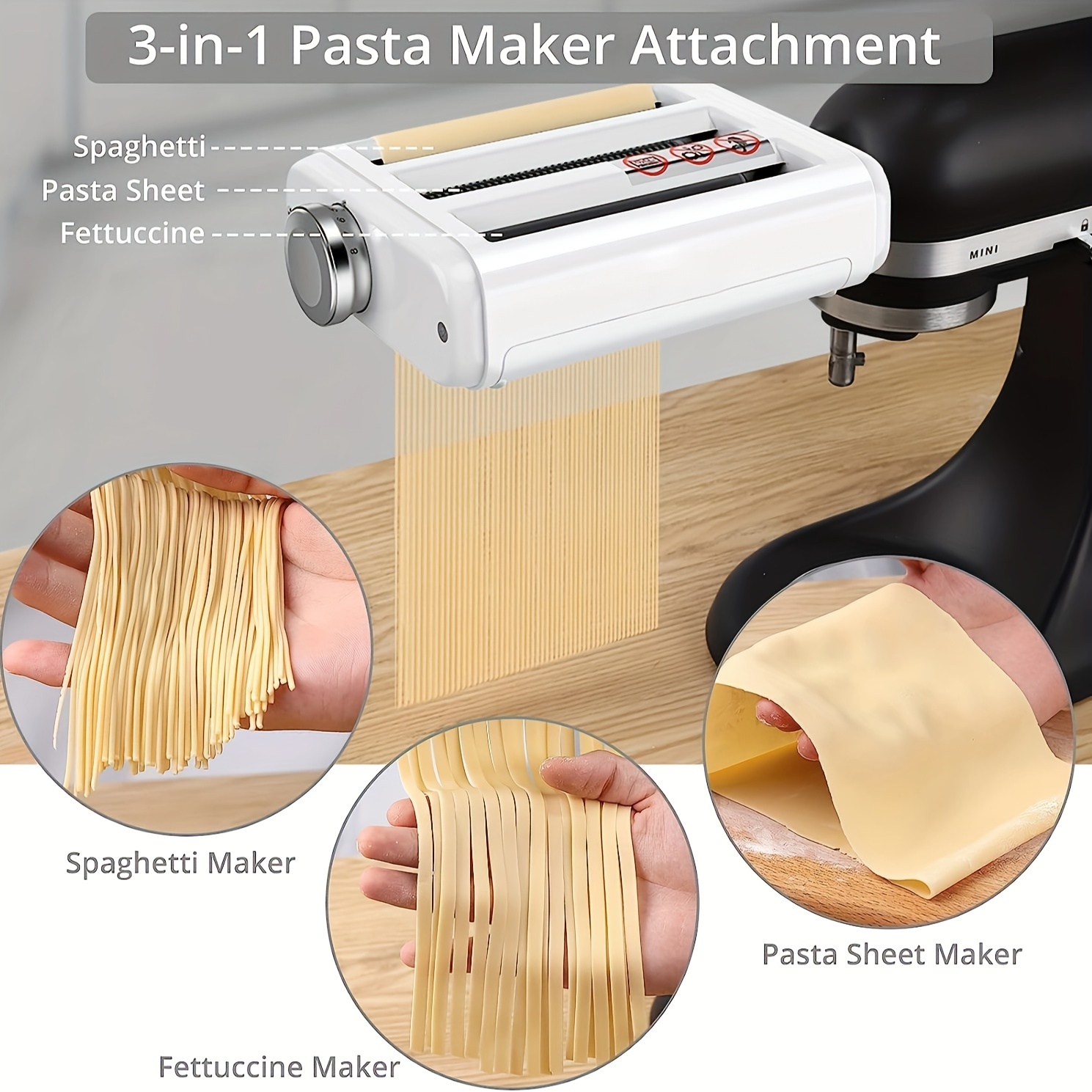 Pasta Maker Attachment For Kitchenaid Stand Mixers, Pasta Sheet Roller,  Spaghetti Cutter, Fettuccine Cutter Maker Accessories - Temu