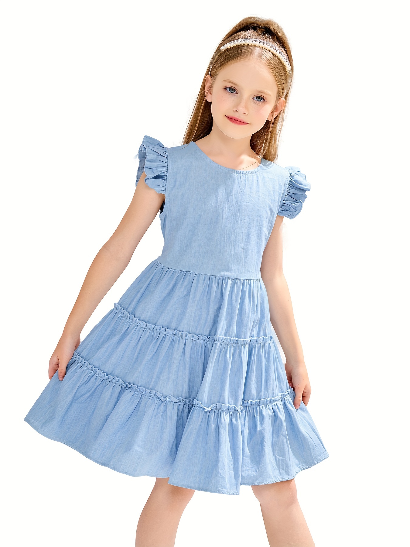 Girls Smocked Off Shoulder top-15 Blue 11-12 Years : : Clothing &  Accessories