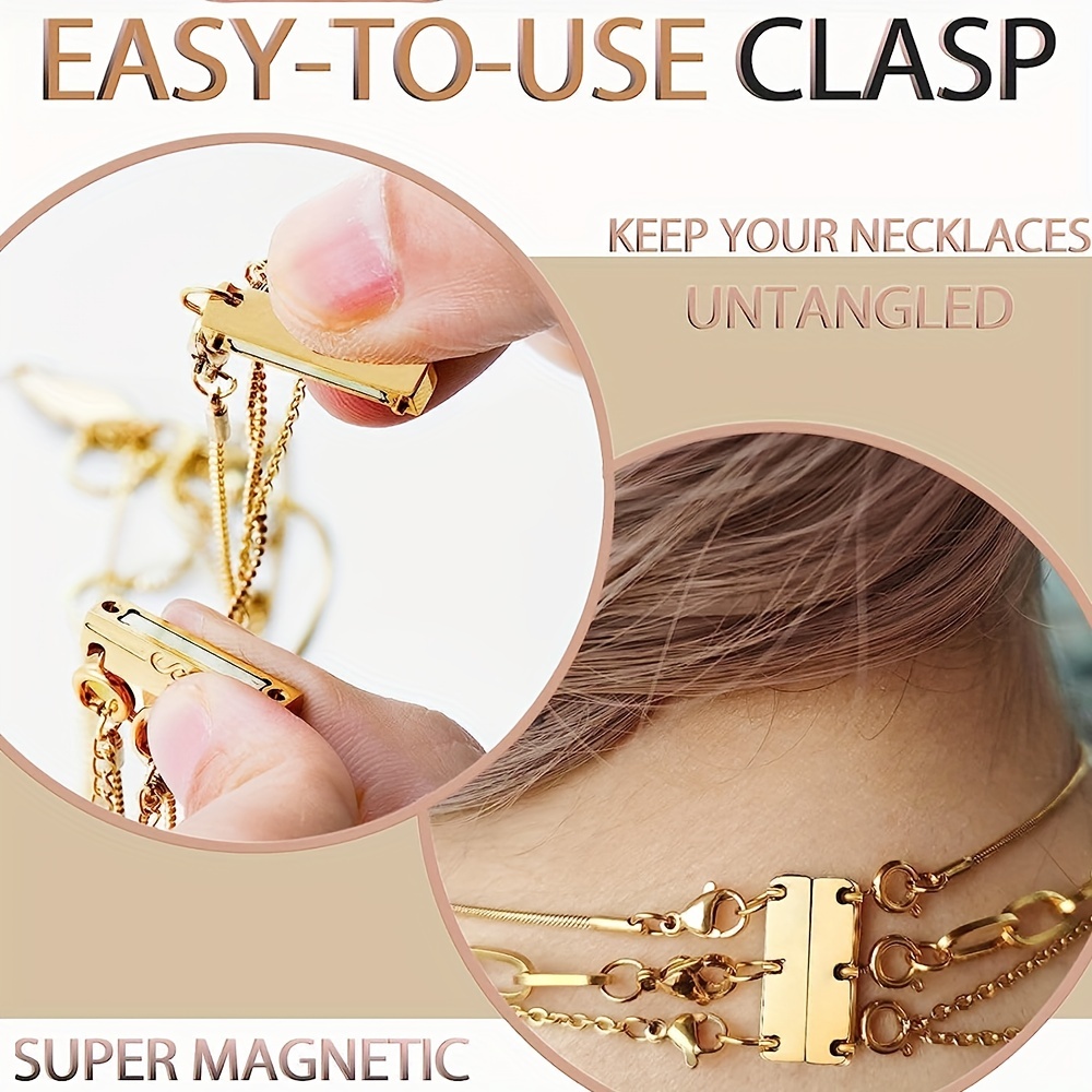 Layered Necklace Clasp 18K Gold and Silver Necklace Separator for Layering,  Multiple Necklace Clasps and Closures for Women