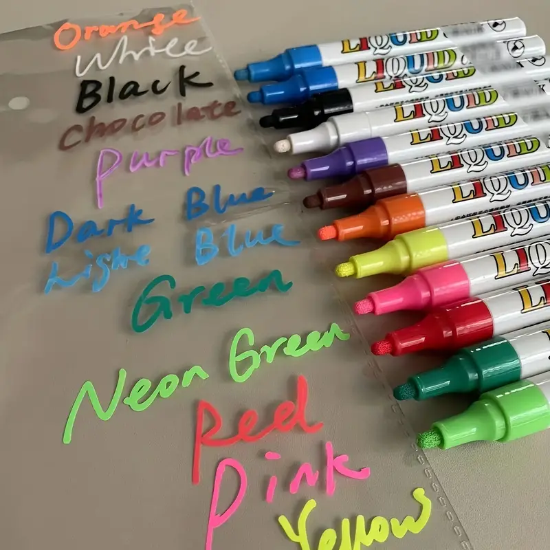 Liquid Chalk Markers for Chalkboard, Liquid Chalk Marker Fine Tip, Chalk Blackboard Markers, Chalk Pens, Car Window Markers for Glass Washable, Fine
