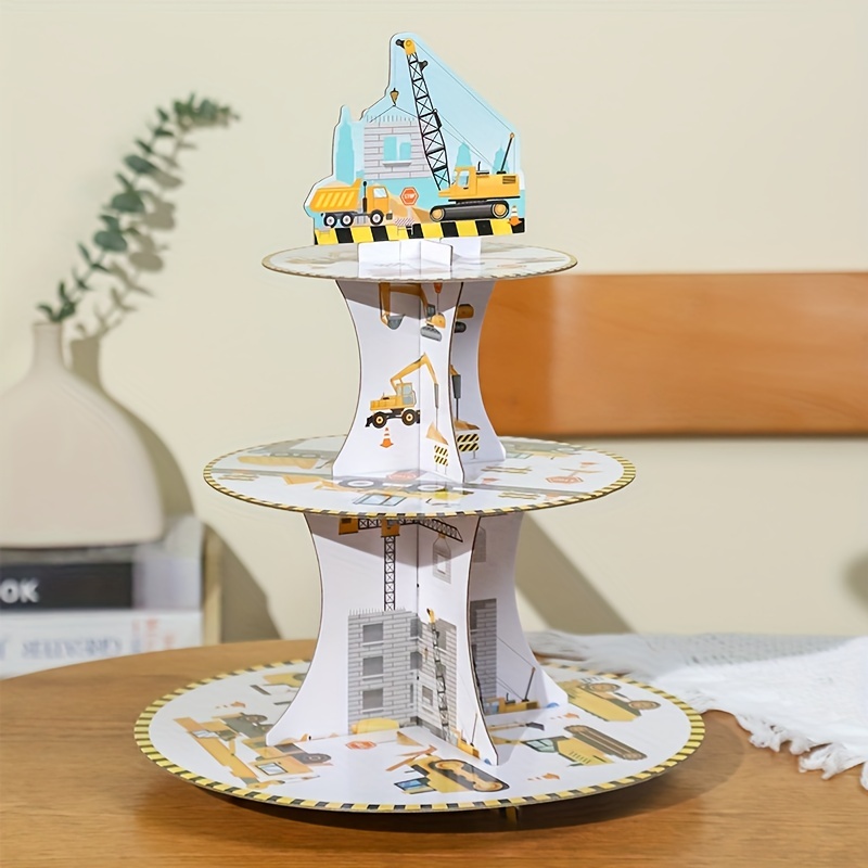 

1pc, Construction Theme Party Cake Stand - Perfect For Birthday Parties And Cupcakes - Birthday Party Decoration Supplies And Party Supplies