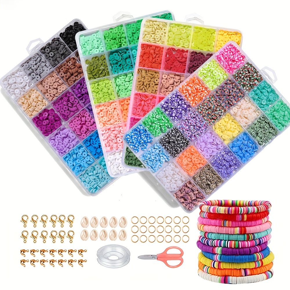 

96 Colors 2400pcs Clay Beads Bracelet Making Kit, Flat Round Polymer Beads For Jewelry Making With Letter Beads And Elastic Strings, Crafts Gift