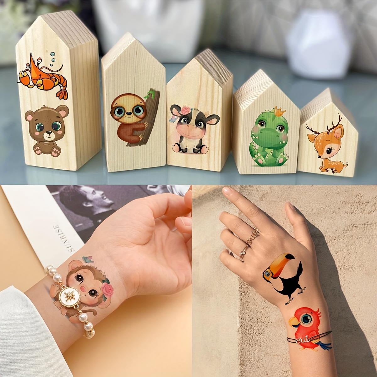 50 Pcs Lindos Tatuajes Temporales 3d Dibujos Animados Niños - Temu