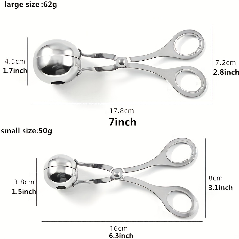 Stainless Steel Meat Baller - Cookie Dough Scoop for Kitchen, Non-Stick  Meatball Maker Tongs Spoon for Meatball, Fruits, Cake, Cookies, Ice Cream.
