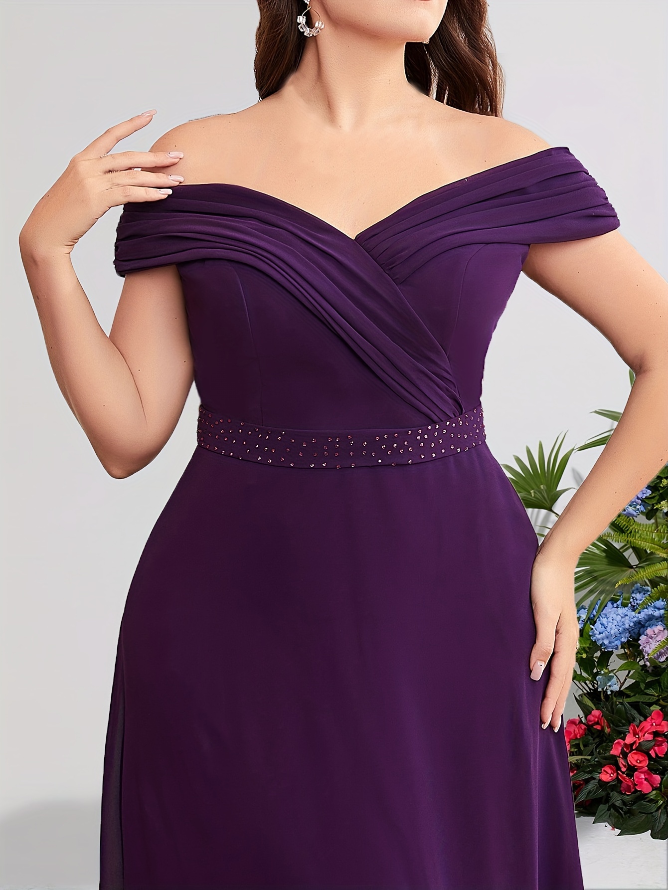 Plus Size Elegant Wedding Dress Women's Plus Solid - Temu