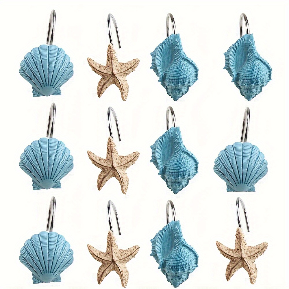 Seashell Conch Starfish Shower Curtain Hooks Resin Stainless - Temu  Philippines