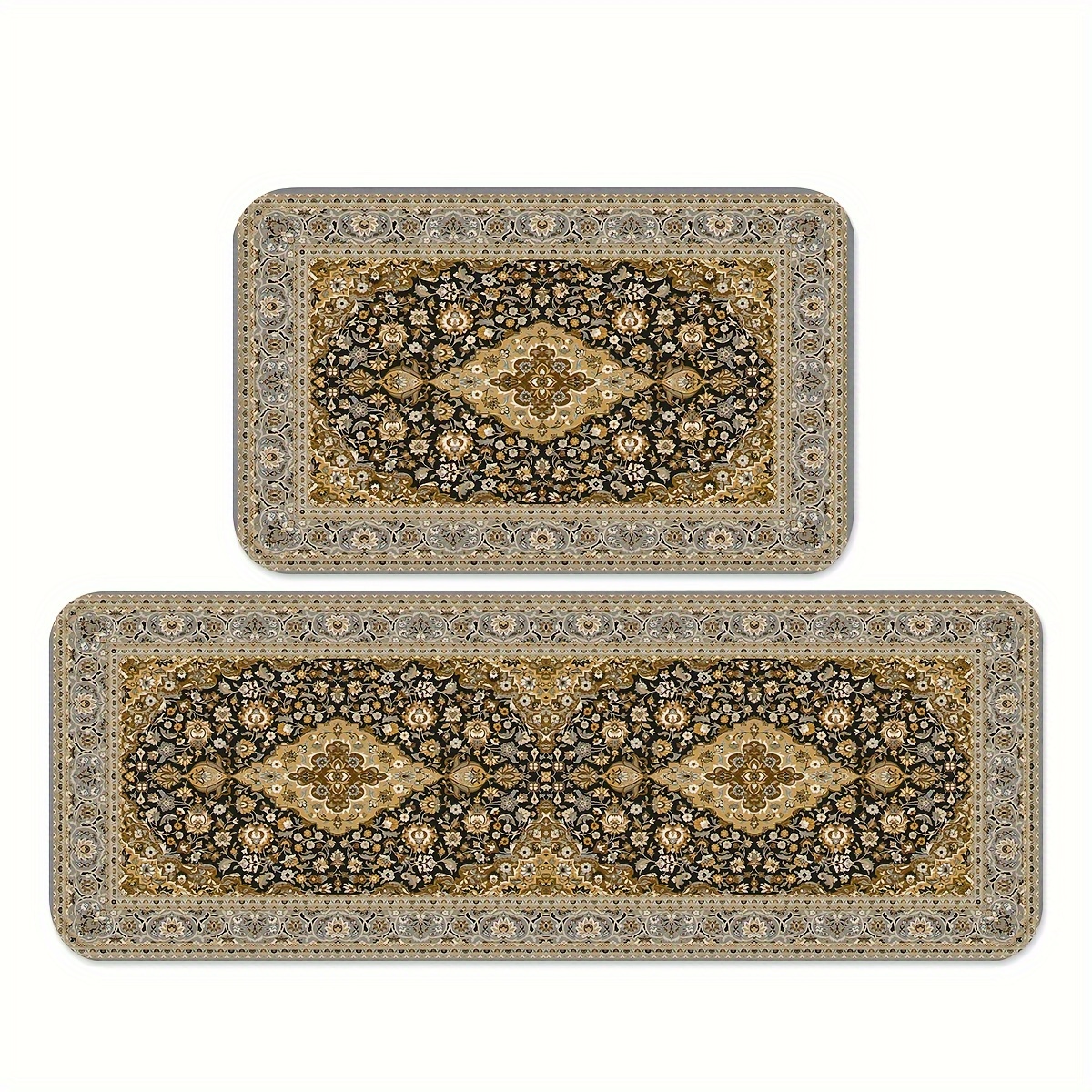 

1/2pcs, Vintage Arabic Pattern Persian Colored Kitchen Rug Setse Non Slip Kitchen Mats For Floor Cushioned Bathroom Mat And Mats Comfort Standing Mat Runner For Kitchen, Home Office