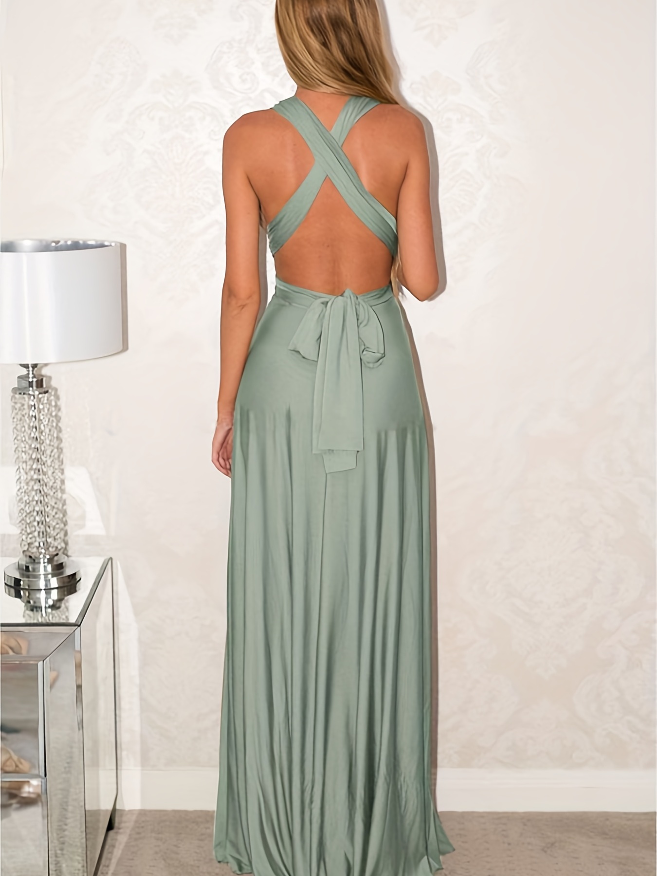 Elegant Beach BridesmaidS Ground Mopping Long Myntra Gown For Party Lady  Sexy Low Cut Vestidos Solid Chiffon Backless Deep V Maxi Dress 210507 From  Dou04, $9