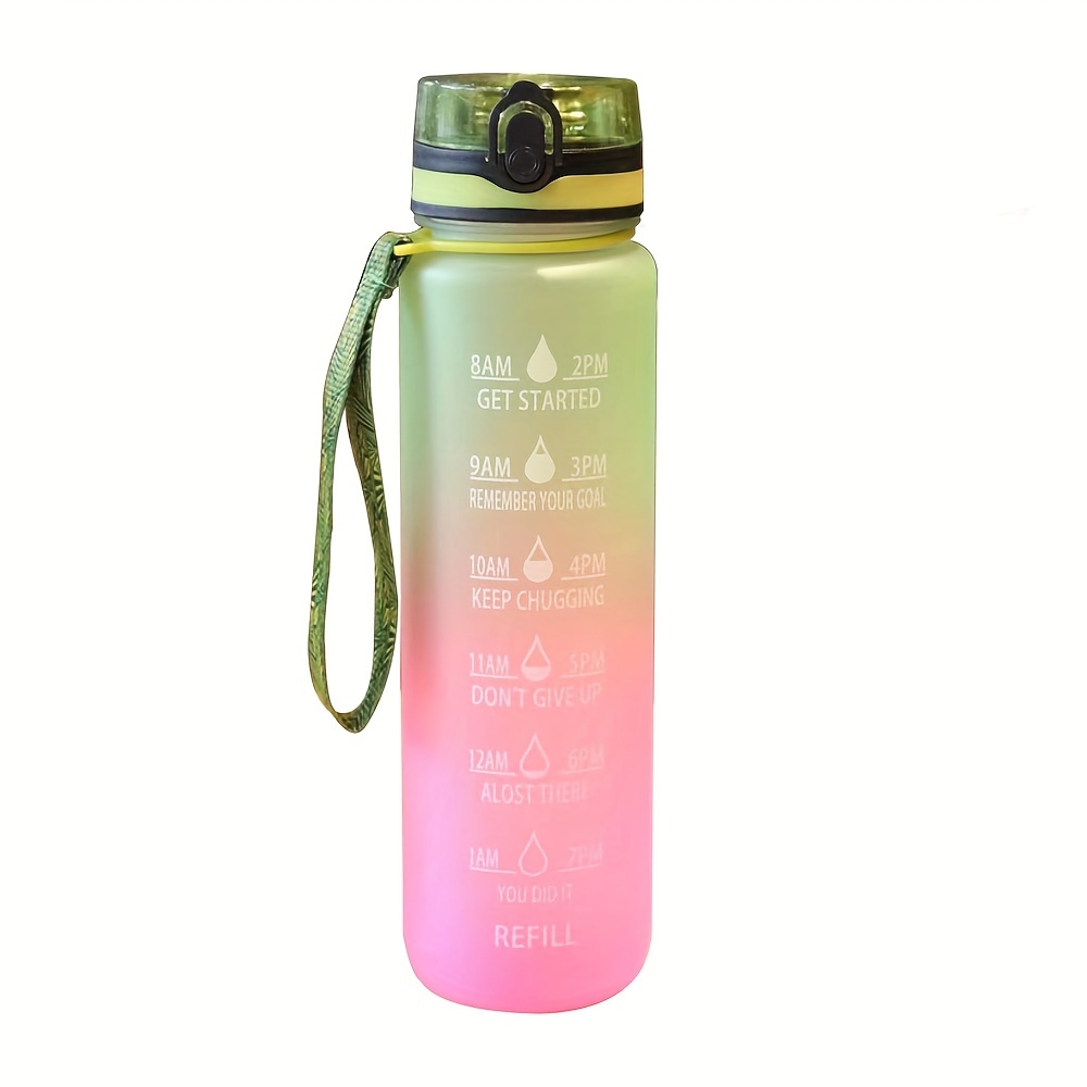 Gradient Color Plastic Straw Water Bottle, Portable Lightweight Leakproof  Water Cup, Suitable For Outdoor Sports, Fitness, Travel - Temu