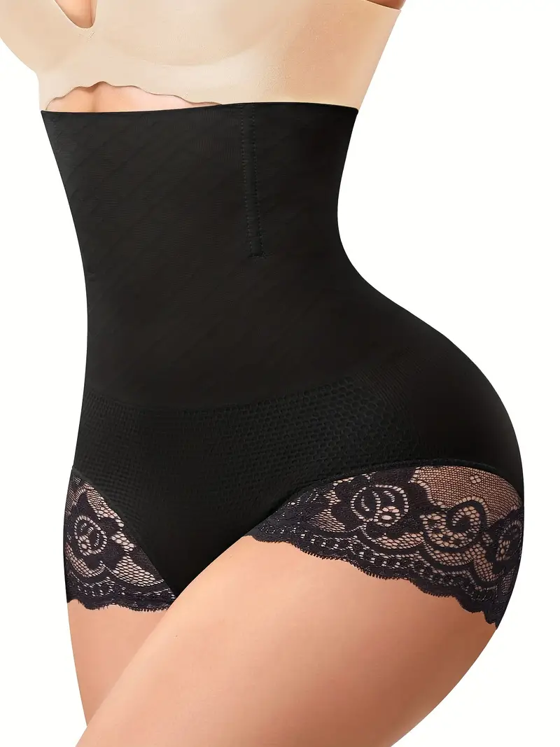 Contrast Lace Shaping Panties High Waist Tummy Control Butt - Temu Canada