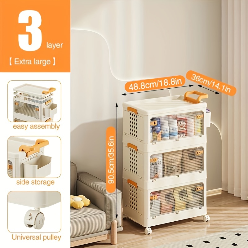 Multifunction Plastic Kitchen Cabinets Home Furniture Floor Multi-layer Storage  Cabinet Simple Living Room Foldable Storage Box