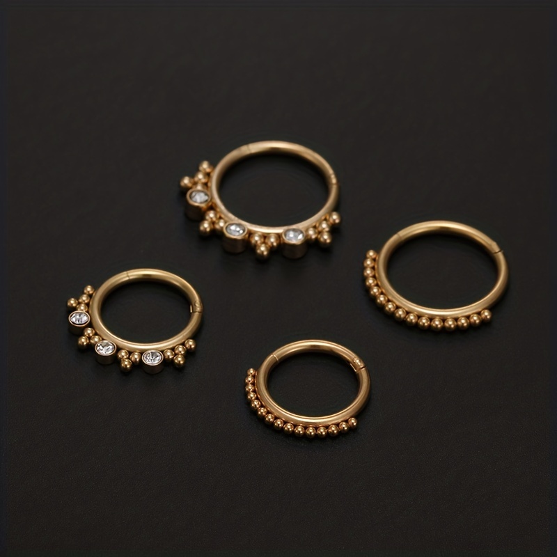 Men's 316L Stainless Steel Zircon Nose and Ear Piercing Ring