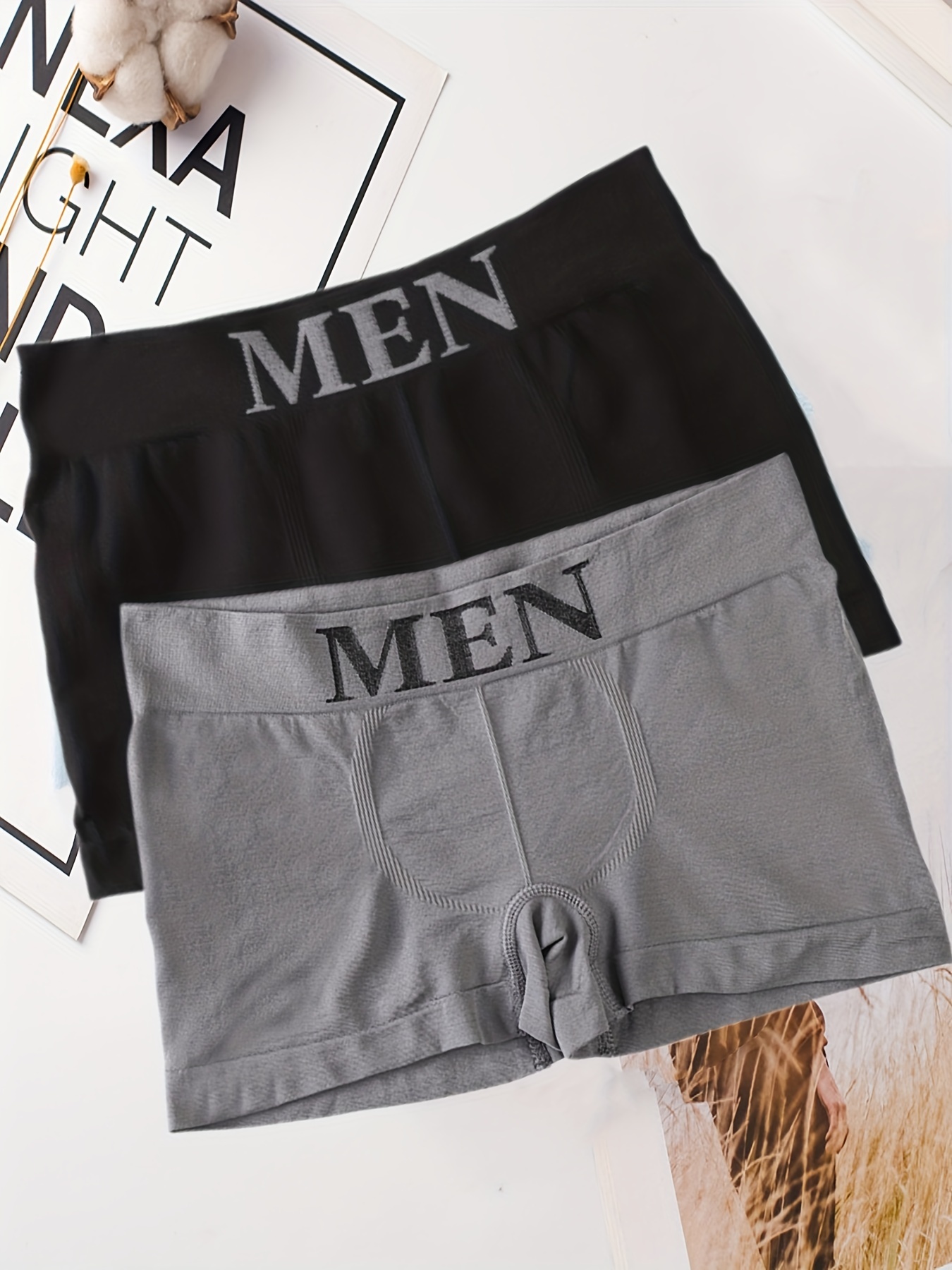 Men's Simple Solid Color Seamless Nude Boxer Briefs - Temu Canada