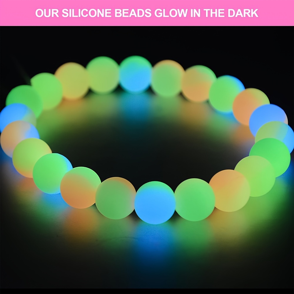 15mm Orange Glow In The Dark Silicone Bead