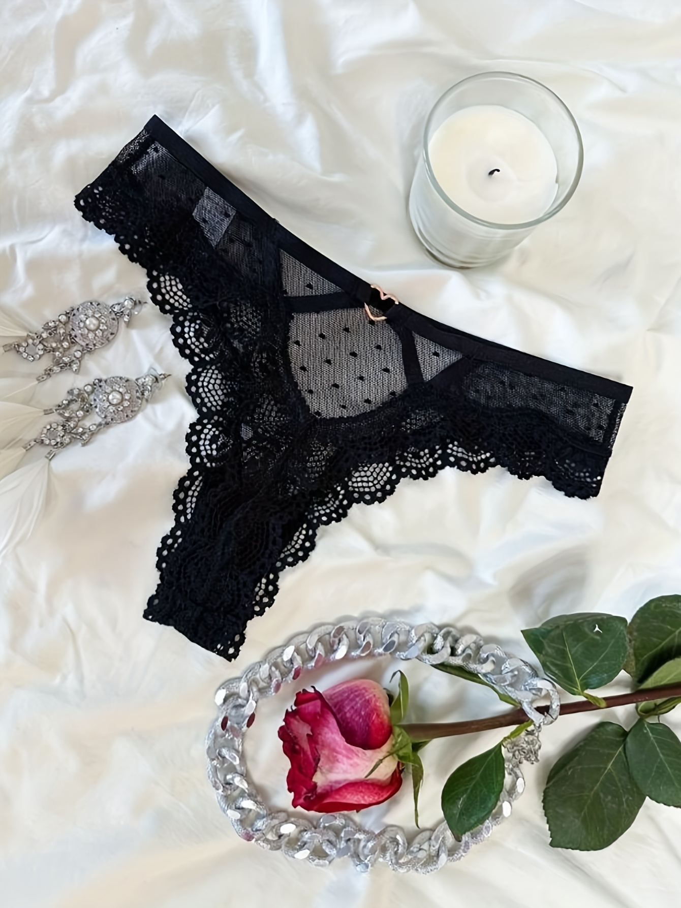 Floral Lace Thongs Sexy Hollow Transparent Heart Ring Linked - Temu Canada