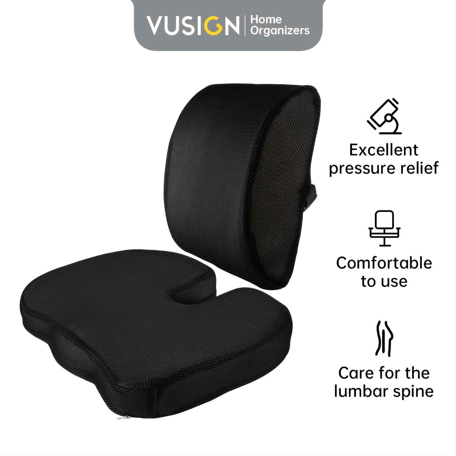 Coccyx Seat Cushion And Lumbar Support Pillow For Office - Temu
