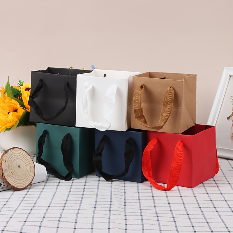 10pcs Color Border Kraft Paper Bags With Handles Gift Bags Small Paper Bags  For Party Favor Bags Small Business Shopping Bags - AliExpress