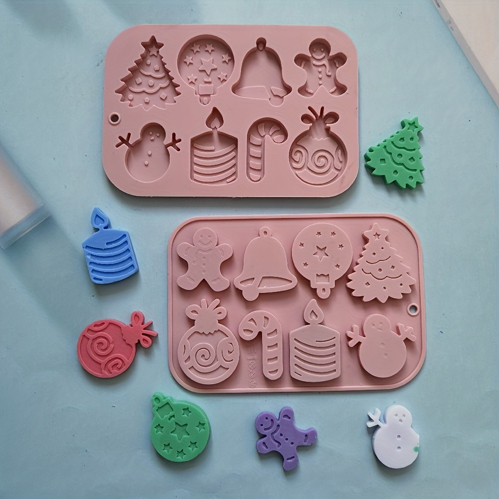 2 Pack Christmas Silicone Molds 25 Holes Candy Chocolate Cake Baking Mold  Set Xmas Tree Santa Clause Snowflake Snowman Shaped Mold for Gingerbread