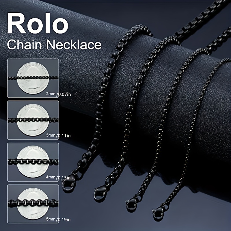 3mm Black Box Chain Necklace