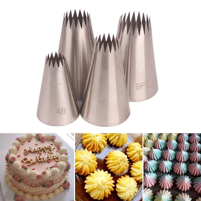 Amazon.com: Kayaso Cake Decorating Icing Piping Tip Set, 10 X-large Decorating  Tips Stainless Steel Plus 20 Disposable Pastry Bags: Home & Kitchen