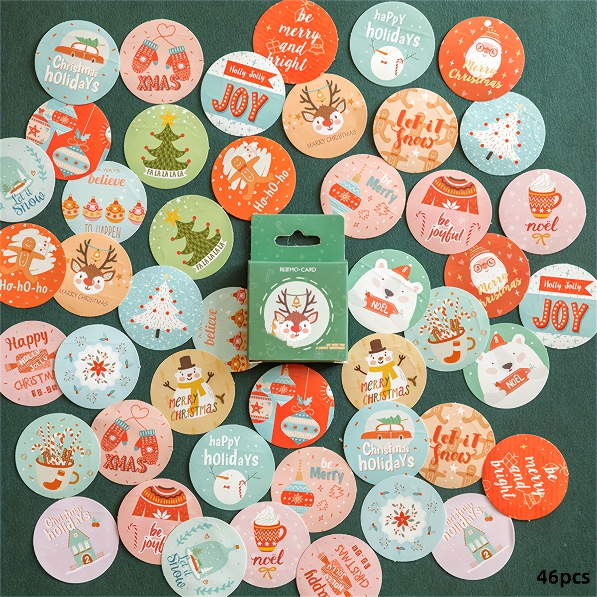46pcs Merry Christmas Box Stickers Scrapbooking Label Diary Stationery