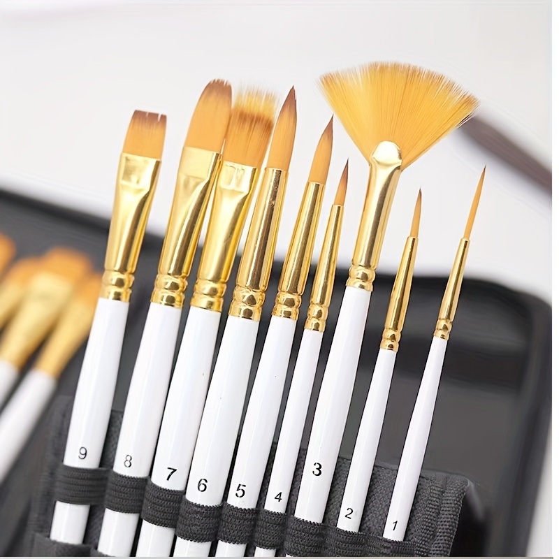 1 Set 15pcs Paint Brushes with Wooden Handle Bristle Brushes for